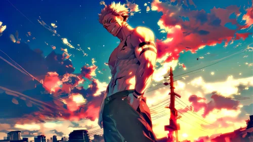 Sukuna Shibuya 4K Live Wallpaper Download | Epic Anime Sunset Scene