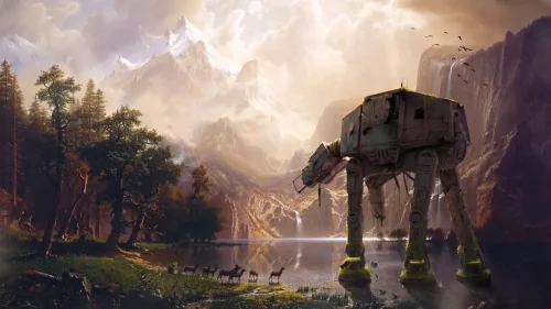 Star Wars AT-AT Live Wallpaper 4K Download | Sci-Fi Meets Nature