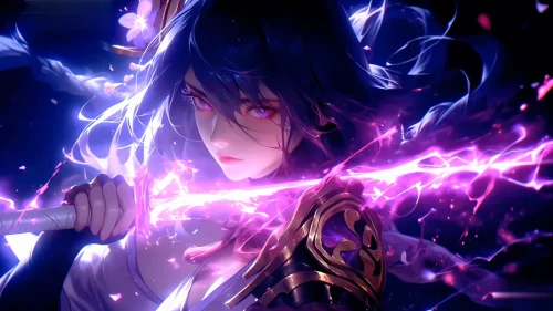 Raiden Shogun Purple Lightning Live Wallpaper | Genshin Impact Electro Archon