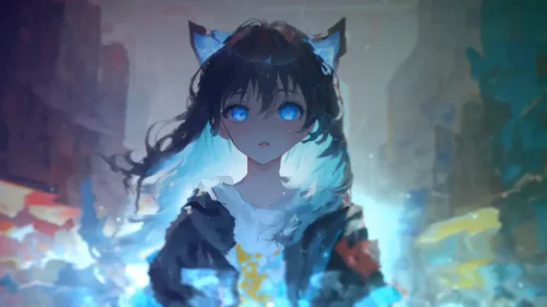 Anime Catgirl with Blue Eyes 4K Live Wallpaper | Free Download for Windows & Mac