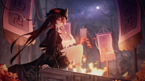 Enchanting Anime Girl Under Starlit Sky – Live Wallpaper Download