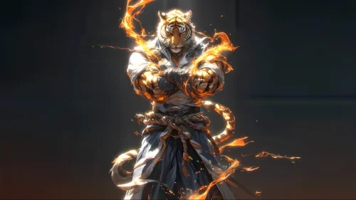 Flaming Tiger Warrior Live Wallpaper – Epic Fire Aura Animation