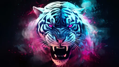 Neon Spirit Tiger in 4K – cosmic jungle live wallpaper with glowing energy