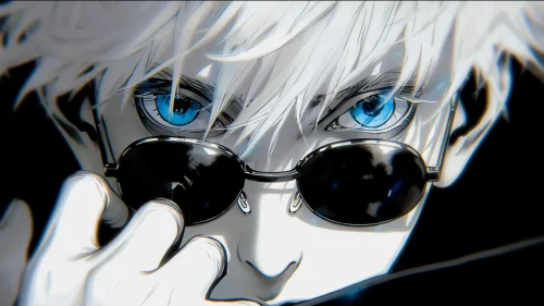 Gojo Satoru 4K live wallpaper – blue eyes and sunglasses anime scene