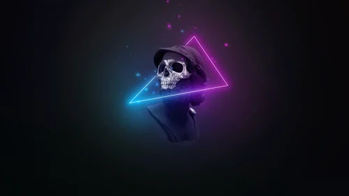 Neon cyberpunk skull in 4K – synthwave vaporwave live wallpaper