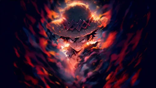 Luffy 4K live wallpaper – One Piece anime scene with smoke and intense stare