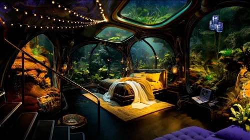 Aquarium 4K live wallpaper – underwater recreation room with marine life
