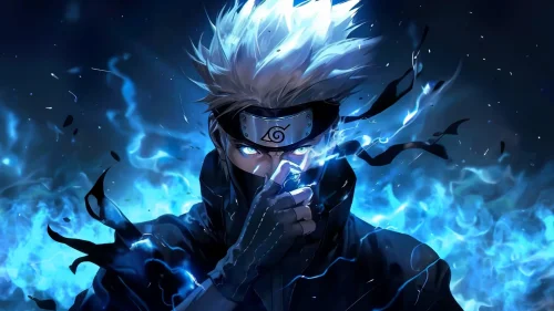 Kakashi lightning mode 4K live wallpaper – Naruto anime with blue energy aura