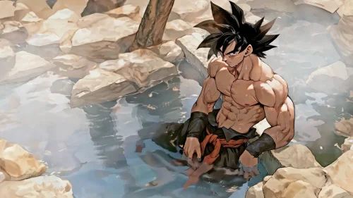 Goku Hot Spring Relax – Anime Live Wallpaper