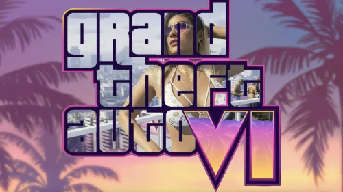 GTA 6 4K live wallpaper – stylish blonde with palm trees in tropical Vice City vibe