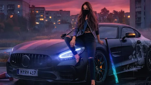 Mercedes AMG 4K live wallpaper – neon night street with rebel aesthetic