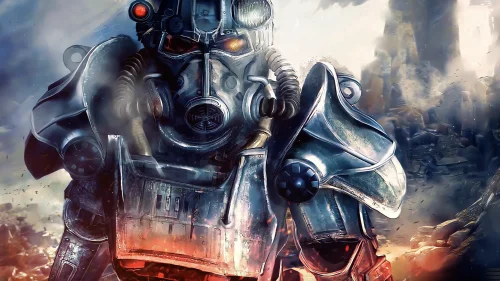 Fallout Power Armor 4K live wallpaper – post-apocalyptic helmet scene
