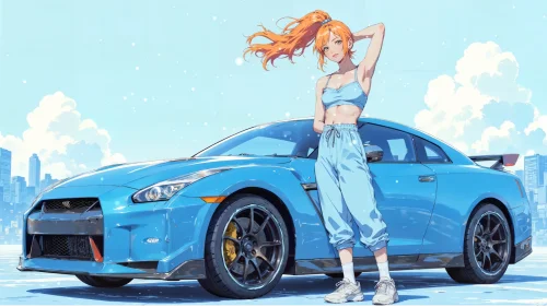 Anime Girl & Nissan GTR Live Wallpaper – Speed & Street Vibes