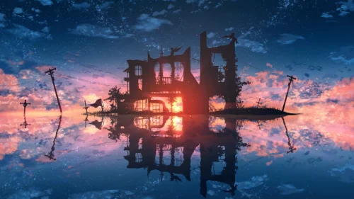 Twilight Echo Live Wallpaper – Anime Ruins & Sky Reflections