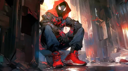 Spider-Man 4K live wallpaper – calm rainy scene with superhero resting