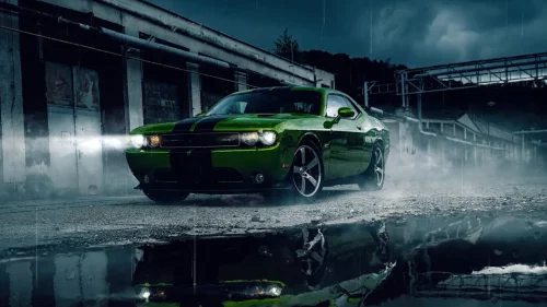 Dodge Challenger SRT in the rain – 4K muscle car live wallpaper