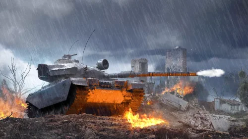 World of Tanks 4K live wallpaper – battlefield with tanks and explosions
