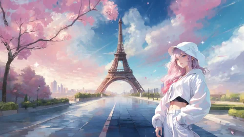 Anime Paris Dream – Romantic Eiffel Tower Spring Live Wallpaper