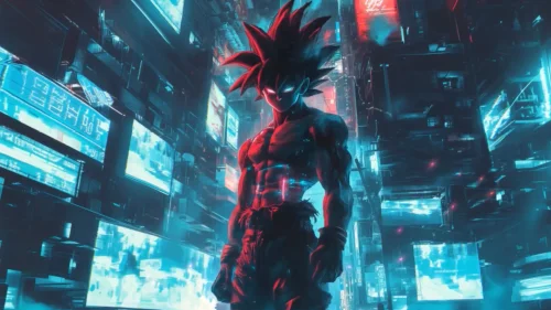 Download Cyberpunk Goku 4K Animated Live Wallpaper – Futuristic Anime Background