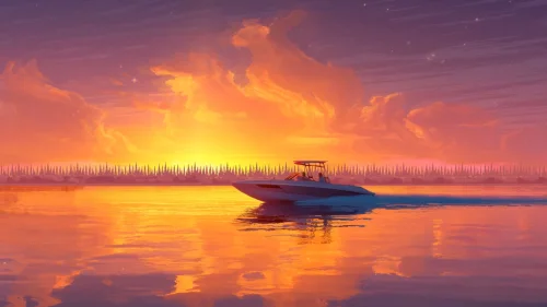Sunset Cruise – Peaceful Animated Boat Ride Live Wallpaper for Desktop
