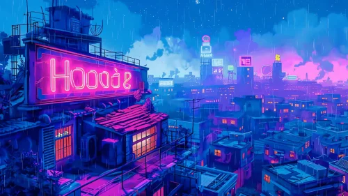 Cyberpunk Neon Rain – Futuristic City Skyline Live Wallpaper