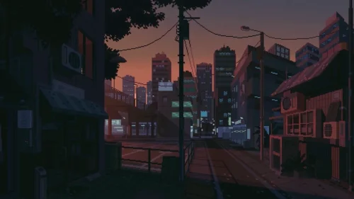 Pixel Dusk City – Retro Anime Streets Live Wallpaper