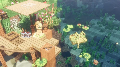 Best Minecraft Relaxing Garden Dock – 4K Pixel Live Wallpaper