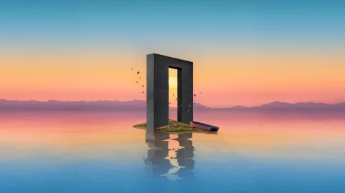 Portal Island Sunset – Surreal Dream Live Wallpaper for Desktop