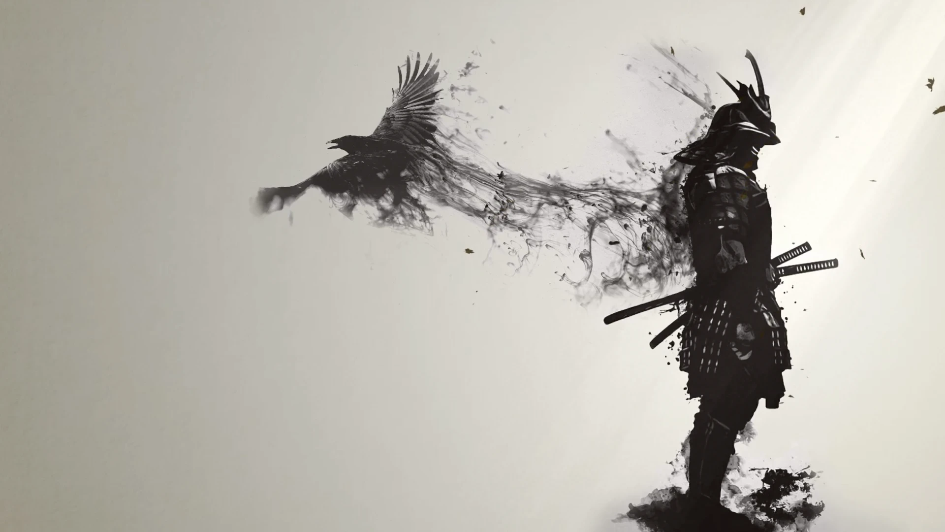 Epic samurai with crow live wallpaper for desktop