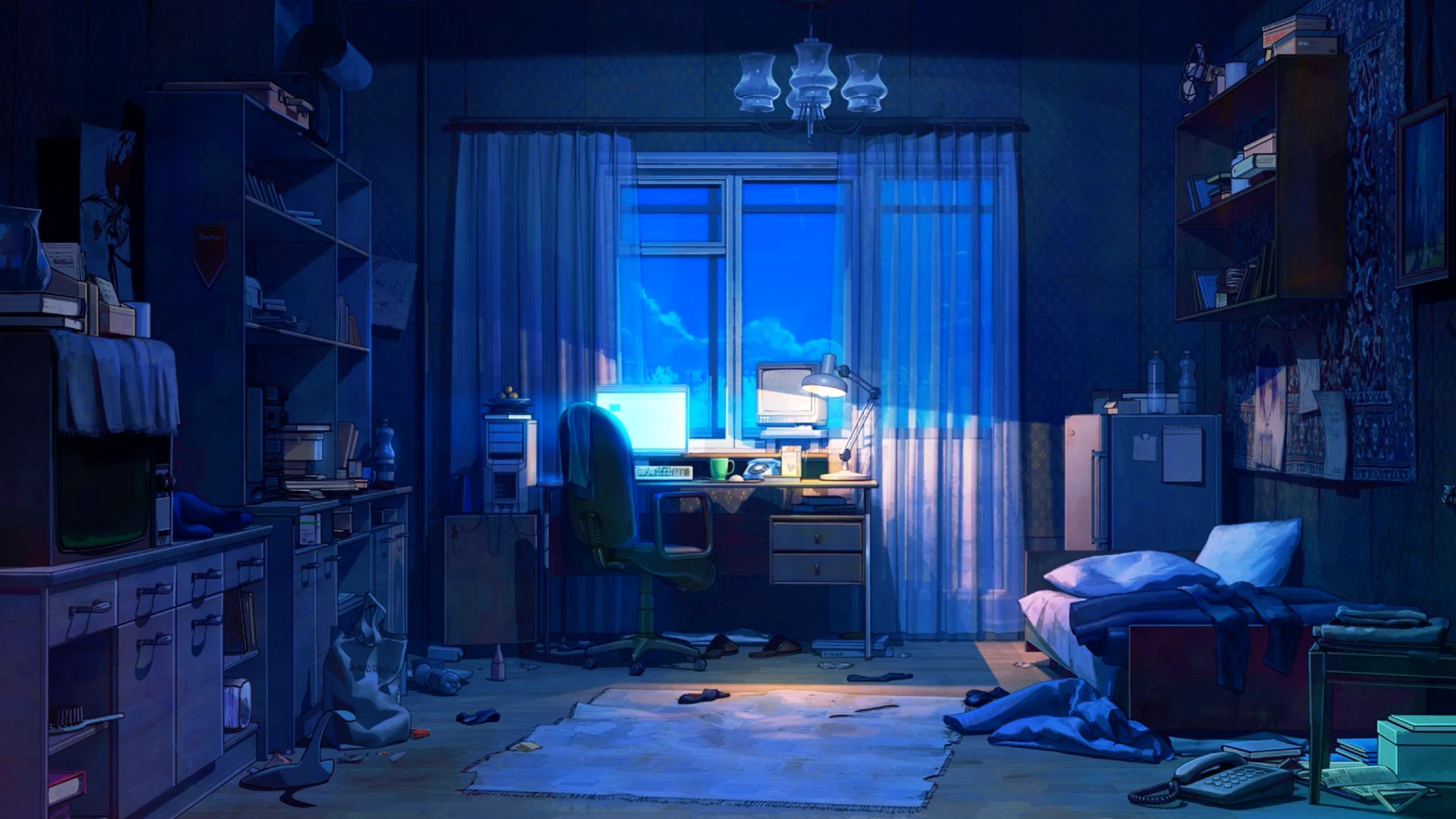 Anime Cozy Night Room live wallpaper for desktop