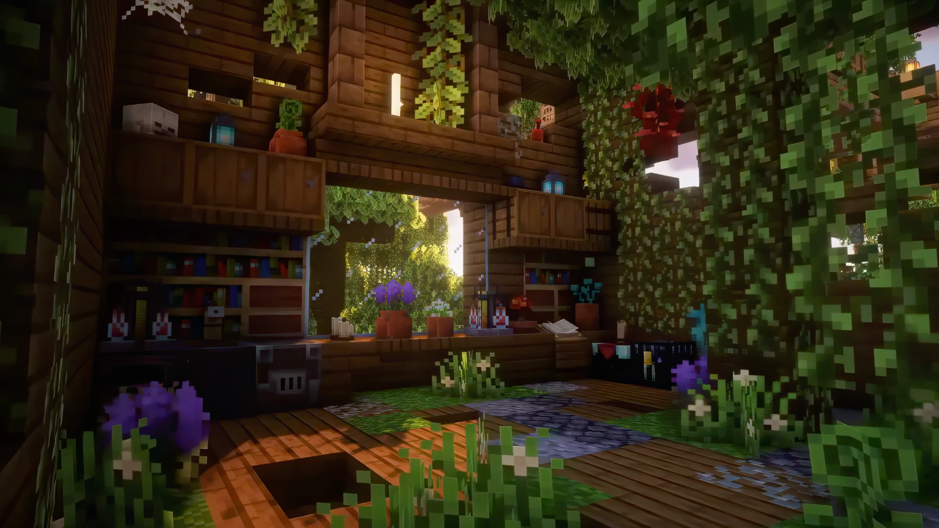Minecraft Nature House – Peaceful Greenhouse live wallpaper for desktop
