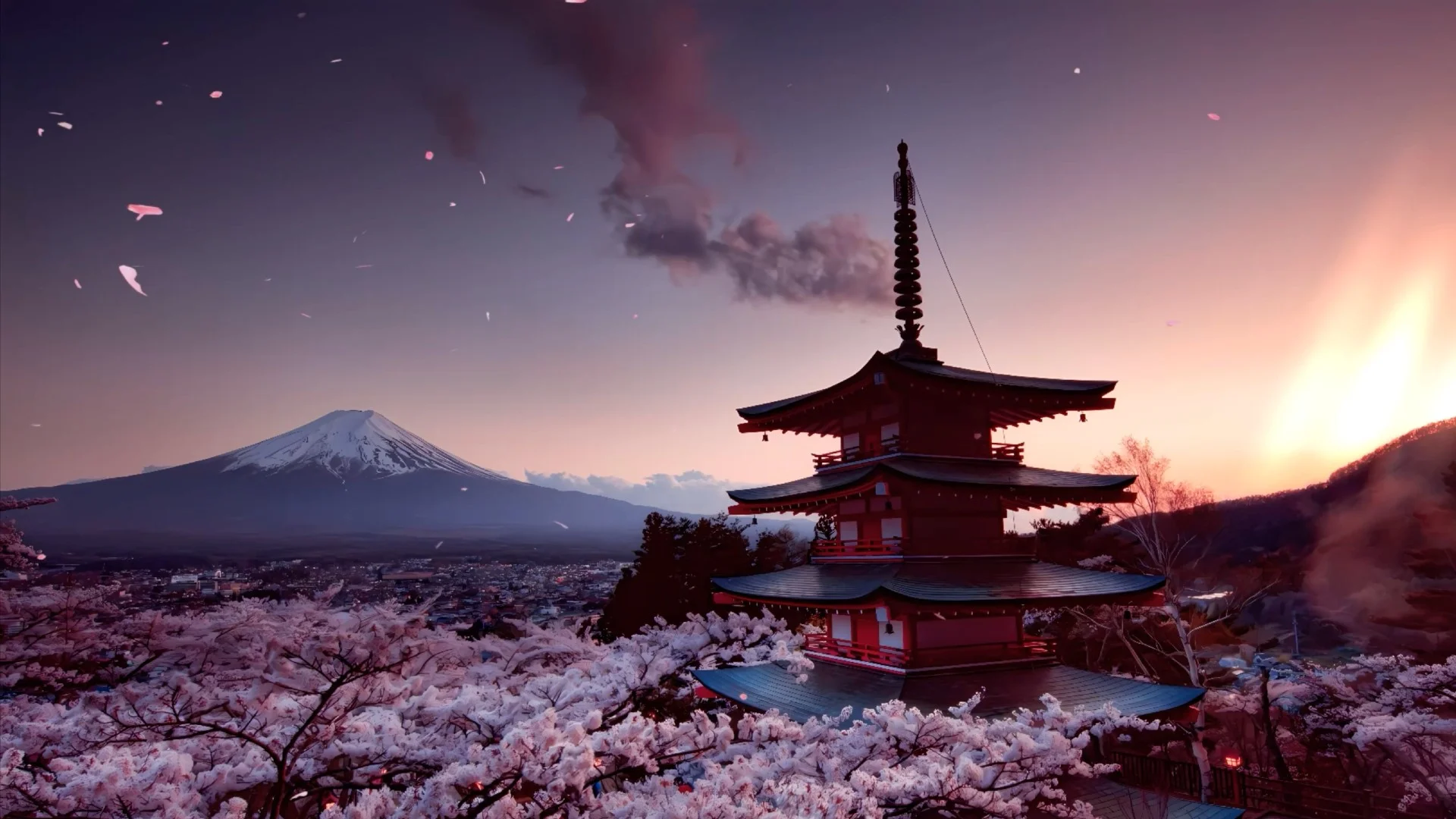 Mount Fuji Sakura live wallpaper for desktop