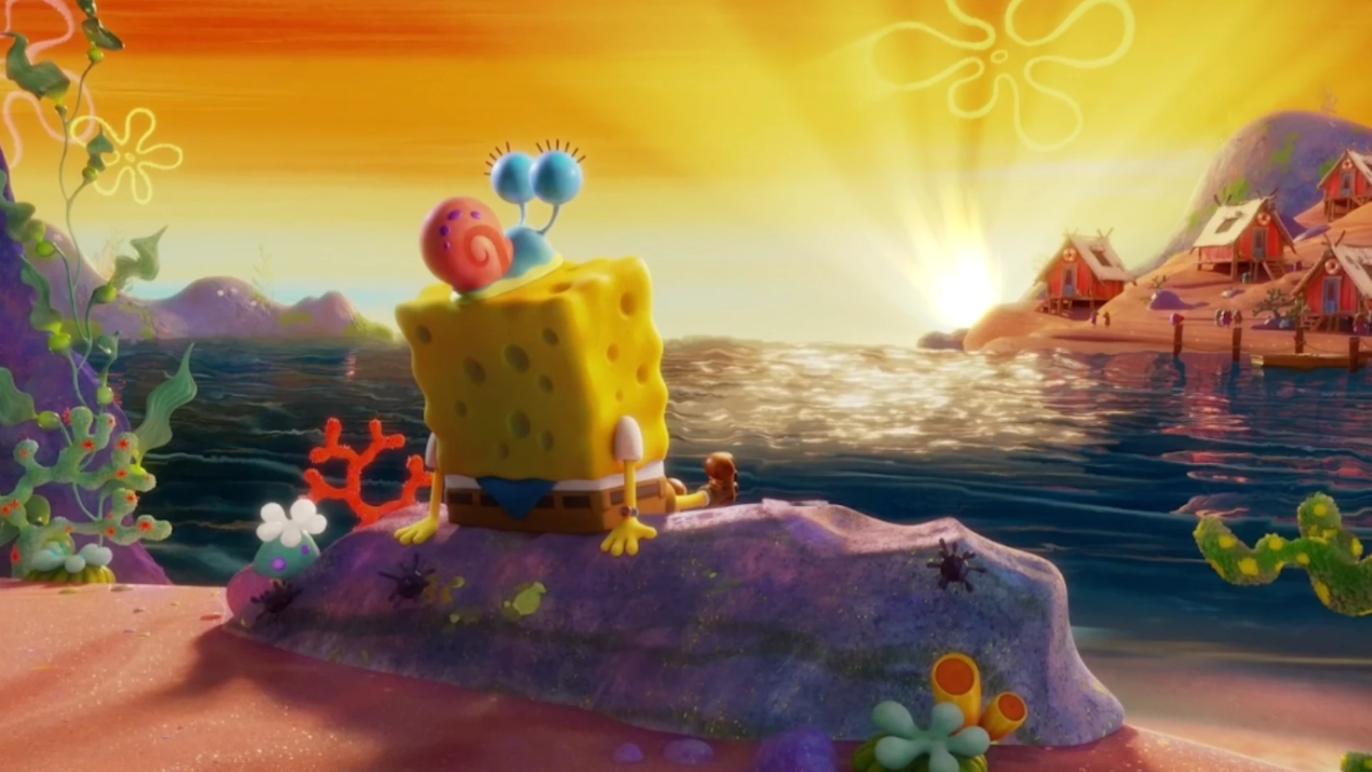 SpongeBob and Gary Sunset live wallpaper for desktop