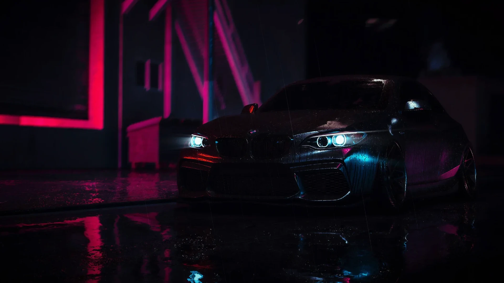 BMW M2 Pluie Néo live wallpaper for desktop