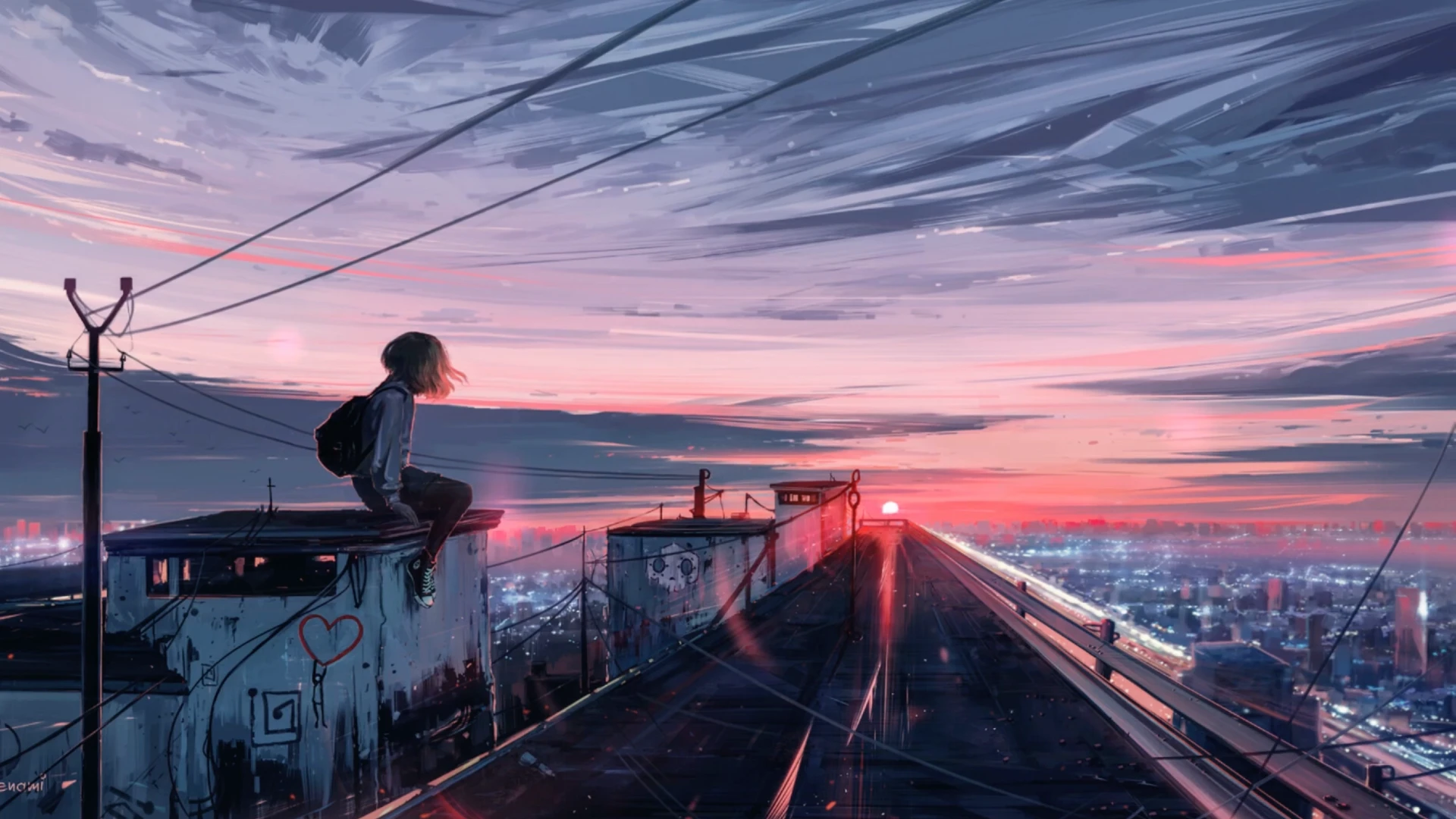 Sunset Cityscape live wallpaper for desktop