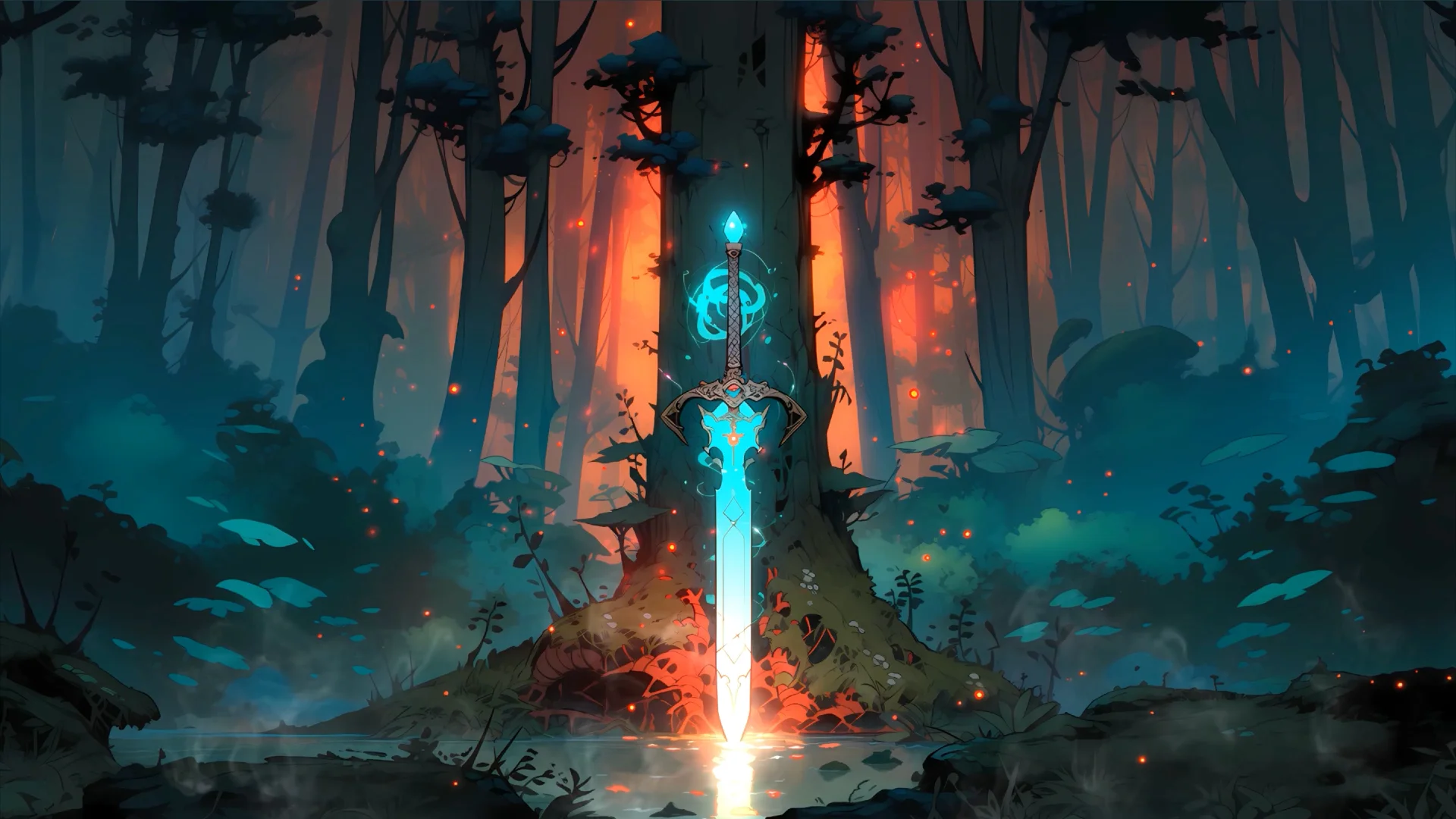 Magical Sword in Enchanted Forest live wallpaper for desktop