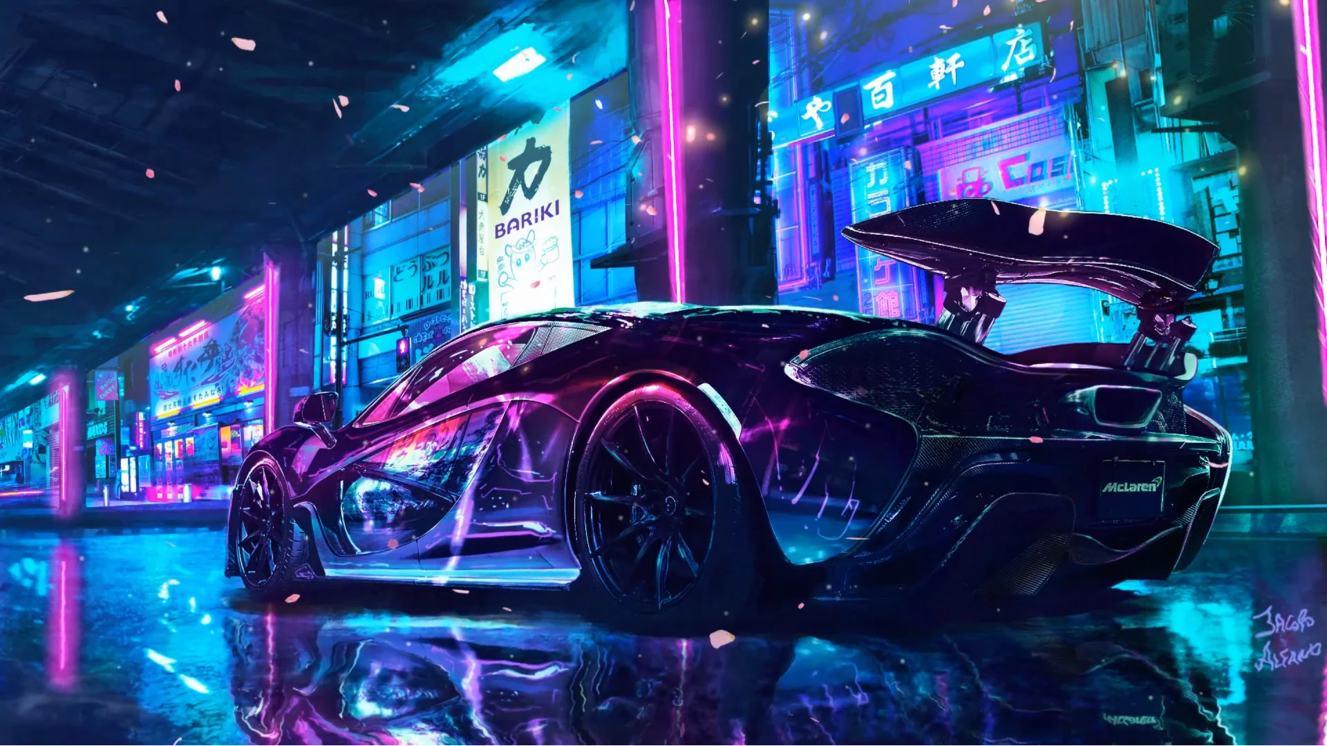 Néon McLaren P1 live wallpaper for desktop