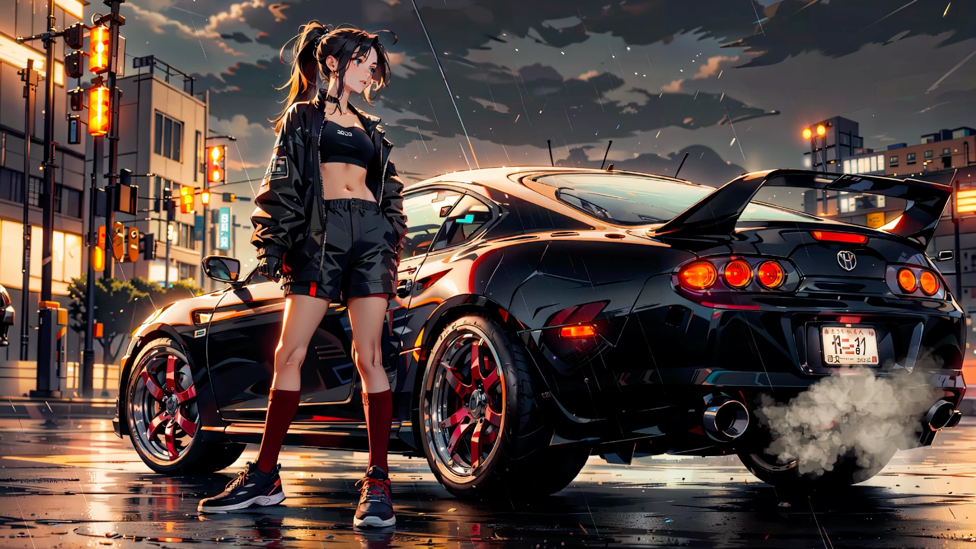 Street Racer Girl & Toyota Supra live wallpaper for desktop