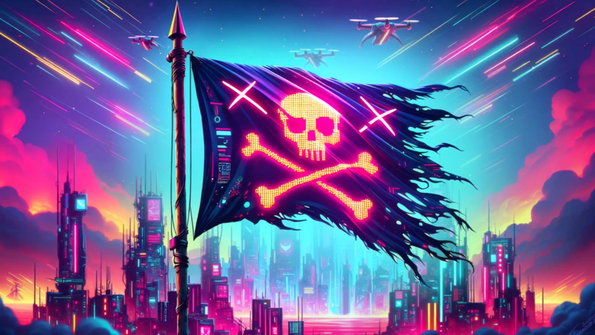 Cyberpunk Pirate Flag live wallpaper for desktop