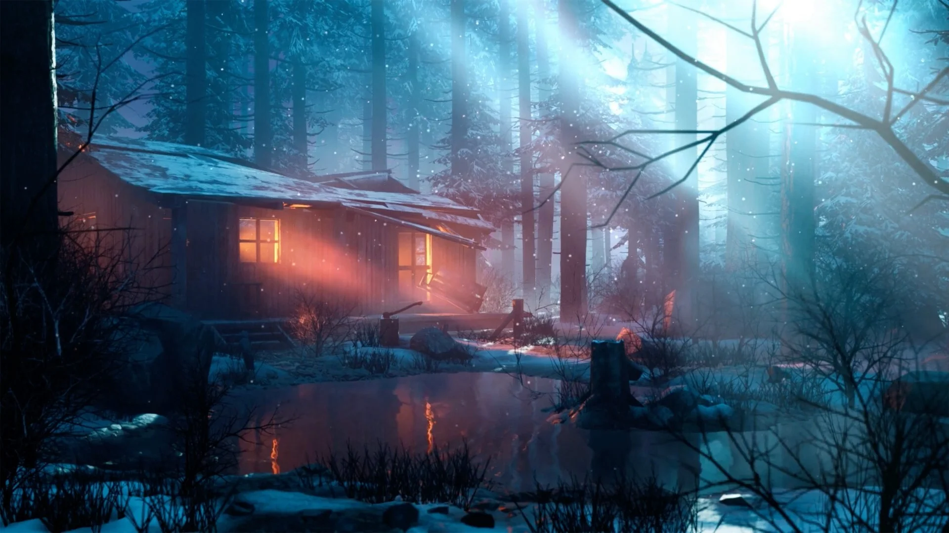 Tranquil Winter Cabin live wallpaper for desktop