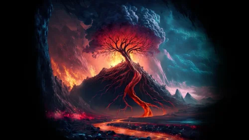 Volcano Tree Download Live Wallpaper