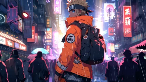 Naruto Cyberpunk Rainy Street Download Live Wallpaper