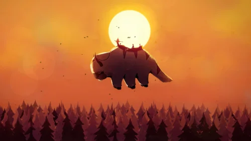 Avatar Appa Sunset Flight Download Live Wallpaper