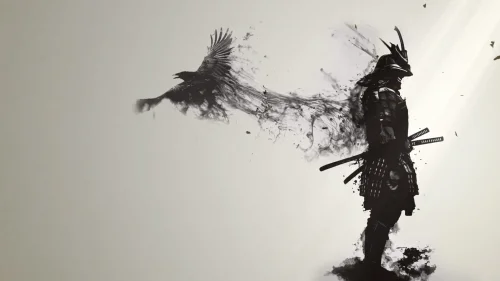 Epic samurai with crow Download Live Wallpaper
