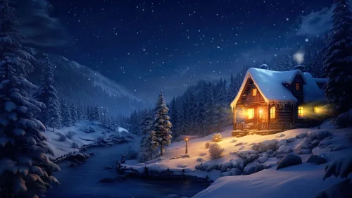 Serene Snowy Night Download Live Wallpaper