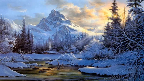 Winter Mountain Sunset