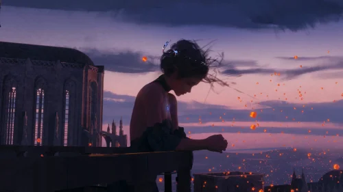 Sad Princess - Sky Lanterns Download Live Wallpaper