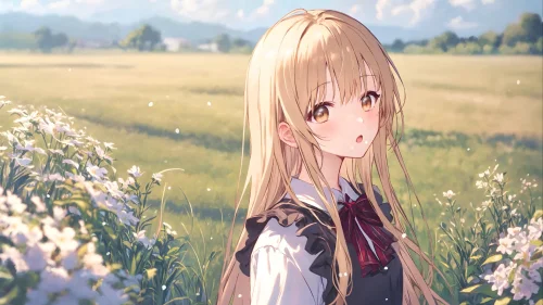 Mahiru Shiina in a Flower Field Download Live Wallpaper