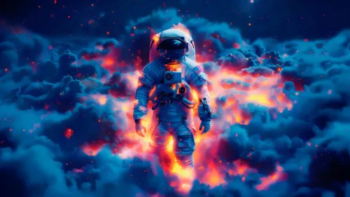 Astronaut in Thunderclouds Download Live Wallpaper