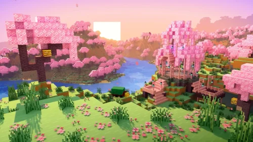 Minecraft Cherry Blossom Biome Download Live Wallpaper